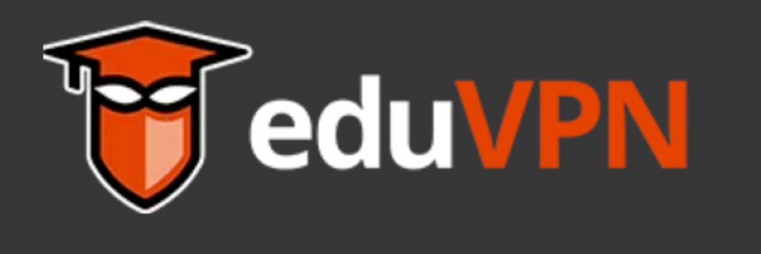 Fons negre amb el logo de eduVPN amb lletres roges i blanques